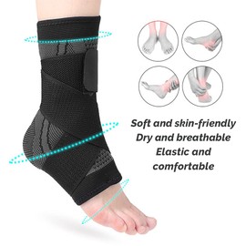 MUZENS 2PCS Tobilleras Deportiva de Compresión Ajustable, Protección de Tobillos Tobillera Elástica Soportes de Tobillo Antideslizante con Correa para Mujeres Hombres Basquetbol, Correr, Fútbol, Crossfit