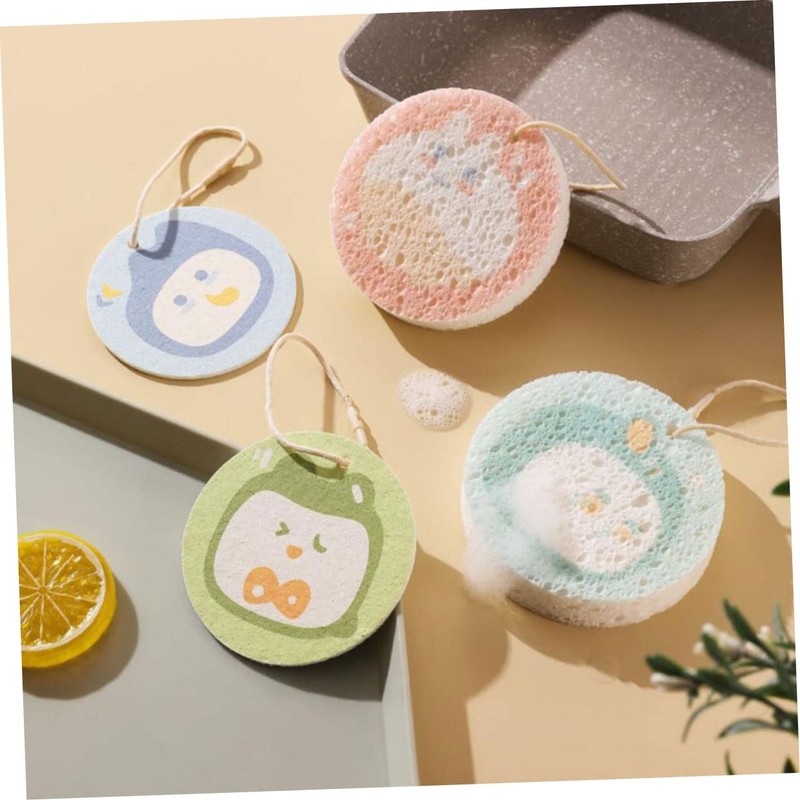 CHILDWEET 5pcs Cartoon Dish Scrubber Reusable Kitchen Cleaning Sponges for