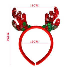 Eruinfang Merry Reindeer Antlers Headband Christmas Headbands Christmas Antler Headwear Christmas Costume Headbands Christmas Party Headwear,for Kids Adults Party Favors