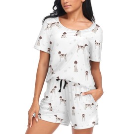 vvfelixl Women'S Pajamas Sets German Shorthaired Pointer Sleepwear For Women Short Sleeve Puppy Loungewear S
