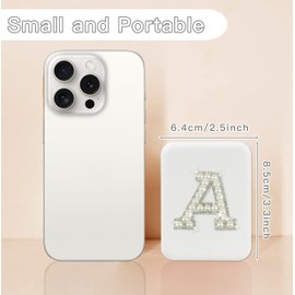 Aganmi Initial Letter Travel Mirror with Lights 1X/2X Magnification LED Compact Mirror Small Pocket Mirror Folding Handheld Makeup Mirror Mothers Day Birthday Gift for Women Teen Girls White T