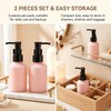 2 Pack 2oz Empty Matt Pink Glass Pump Bottles, Refillable