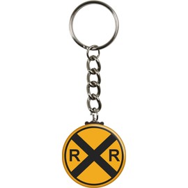 Square Deal Recordings & Supplies Yellow Railroad Crossing Sign - 1.5" Metal Keychain