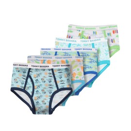 Tommy Bahama Boys 5-Pack Cotton Briefs - Soft, Tag Free Underwear Multipack for Kids and Toddlers (Blue/Gray, Size 5)