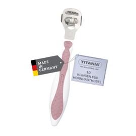 TITANIA Callus slicer with 10 replacement blades, callus remover made of stainless steel, quality callus cutter, made in Germany, callus slicer, rose