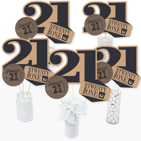 Finally 21 - 21st Birthday Party Centerpiece Sticks - Table Toppers - Set of 15