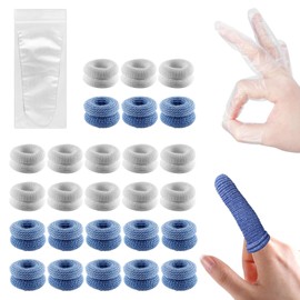 36 Pcs Finger Bandage Set - Cotton Finger Cots for Wounds,Sprains,Cuts,Finger Bandages Tubular for Thumb/Finger Guards,Finger Stall,for Kitchen,Gardening,Sports,Finger Protectors(White,Blue)
