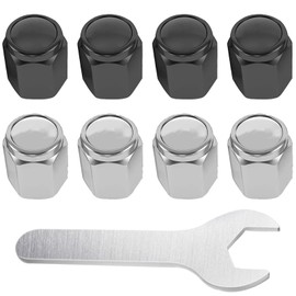Katyjun Set of 8 Car Valve Caps with Labelling, Car Valve Cap, Car Tyre Valve Caps with Wrench
