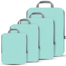 4 Set Compression Packing Cubes Organizers, Light Teal