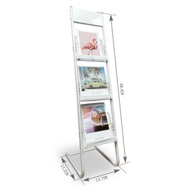 TONGMO Floor-standing 3-Layer Magazine Rack, Brochure Display Stand, made of high-hardness metal, suitable for Exhibitions, Offices, and any organization requiring information display. (3F-White)