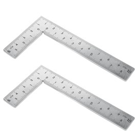 L Shaped Ruler 2pcs Metal Stainless Steel L Square Rulers Sliver 90 Degree Right Angle Ruler 2 inch by 4 inch Double Sided Rulers Clear Scale Carpenter Square Framing Professional Easy-Read