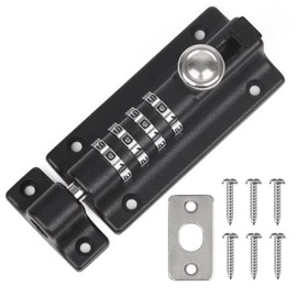 Weielt Digit Combination Locking Bolt, 4 Digit Sliding Lockable 120mm Stainless Steel Silded Garden Gate Latch for Wooden Gates, Gate Door Bolt Lock with Anti-Tamper Screws (Black)