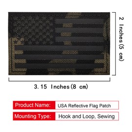 EmWoot 2PCS America American Flag Patches IR Infrared Reflective Patch Laser Cut Patch Regular and Reverse Hook and Loop(3x2 Inch Black Camo)