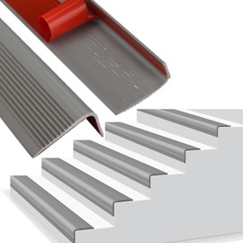 Socein Vinyl Stair Nosing, Stair Edge Protector, Rubber Stair Edging, Stair Edge, Anti-Slip and Waterproof for Outdoor Indoor Staircases Uses (3.3Ft, Grey)