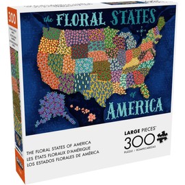 Buffalo Games - Zirkus Design LLC - The Floral States of America - 300 Piece Jigsaw Puzzle for Adults -Challenging Puzzle Perfect for Game Nights - Finished Size is 21.25 x 15.00