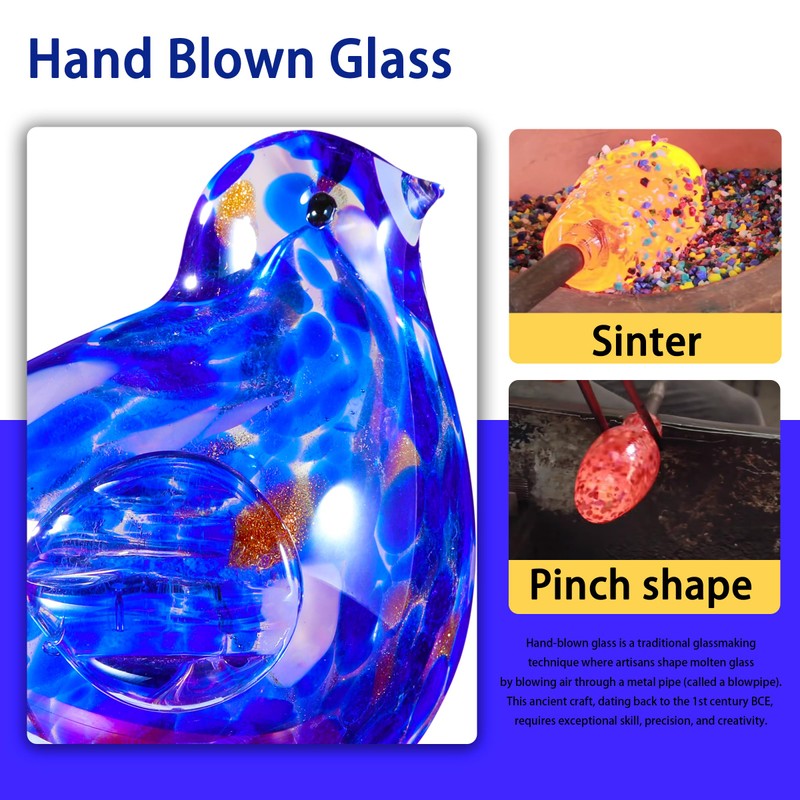 Solar Bird Garden Stake Lights - Hand Blown Glass Decorative