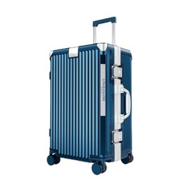 ASCG 24'' Checked/Trunk Luggage Gorgeous Gem-blue 3/7 Split Opening 50% Increase in Capacity Built in Detachable Shoe Bag Zipperless Aluminum Frame Suitcase with Cup Holder, USB Port