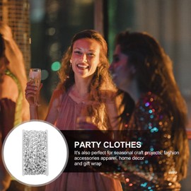 EXCEART 1 Roll Sequin Blade Sequin Tape, Glitter, Length 5.3 ft (13.5 m), Width 0.6 inches (15 mm), Accessories, Parts, Stretchy, DIY Sewing Material, Garment Decoration, Handmade, Craft Material, Silver