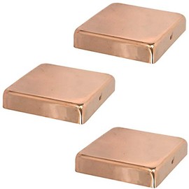 4x6 Copper Flat Top Post Caps (3-Pack) - Extended Lip - Solid Copper - Will Patina Naturally (3, 4x6)