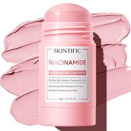 SKINTIFIC Niacinamide Bright Boost Clay Stick, Mascarilla en Barra con Sal Rosa y Arbutina, Ilumina Piel Opaca y Minimiza Poros, Efecto Glow...       