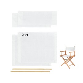 2 Set Director Chair Canvas Replacement with Wood Stick,21.2" L x 16.1" W/21.2X 7.8 Portable Replacement Cover Canvas for Directors Chair，Casual Director Chair Replacement Canvas (White)