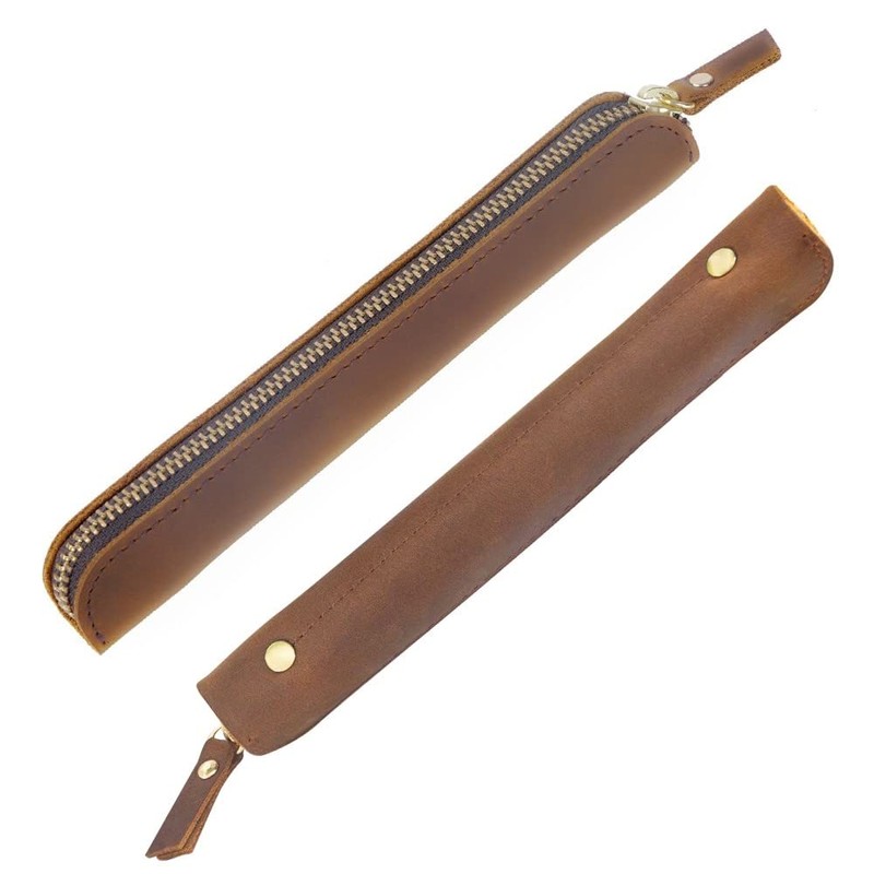 Leather Pencil Case, Retro Pencil Case, Portable Pen Case with