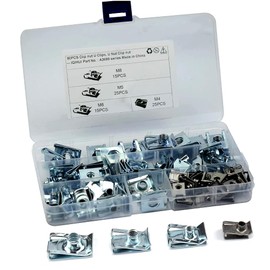 Madlife Garage Pack of 80 U-type sheet metal nuts, threaded clip nut set, nut set, M4 M5 M6 M8 snap nut set, nut set with storage box for cars, motorcycles