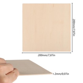 SHUESS Pack of 15 Plywood Panels, Wooden Board, 200 x 200 x 3 mm, Wooden Panels for Crafts, Plywood 2 mm, Untreated Wood Basswood, Chipboard for Crafts