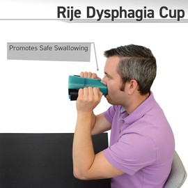 Sammons Preston Rije Dysphagia Cup, Glass for Controlled Portions or Sips from Open Cup or Straw, Stable Grip Cup, Two Handles Provides Secure Grip, Dishwasher Safe Device Helps User Swallow Drinks