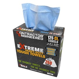 CE TOOLS EXTREME Heavy Duty Tough Towels, Blue Shop Towels, 125 Sheets, 9"x16.75"