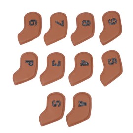 10PCS Golf Head Protective Covers Waterproof PU Material Golf Putter Headcover Guard Set for Outdoor Use Light Brown