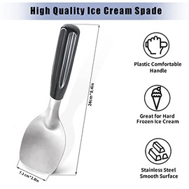 Juego de 2 palas de helado, paleta plana de acero inoxidable, para cortador de mantequilla de pala de postre duro o cremoso