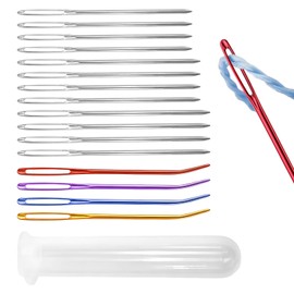 16pcs Large-Eye Blunt Needles Durable Materials Darning Needle Tapestry Needle Leather Needles Hand Sewing Knitting Needle Set for Hats Gloves Blankets Gold Silver