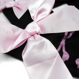 kilofly Black Thigh Highs Combo [Set of 2 Pairs] - Cross Net Back & Pink Bowknots