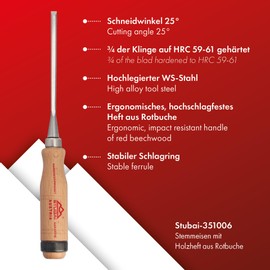 Stubai 351006 6 mm Wood Chisels - Red/Beech