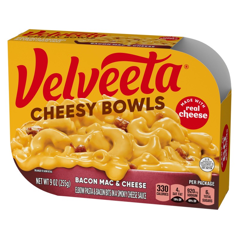 Velveeta Cheesy Bowls Bacon Mac & Cheese Microwave Meal, 9