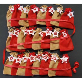 Miniblings DIY Advent Calender Set 24 Jute Bags Numbers Stars Adventskalender