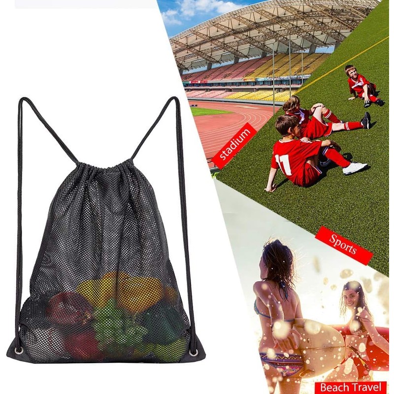 YaoooosF Mesh Bag, Gym Sack, Shoulder Bag, Backpack, 17.7 x