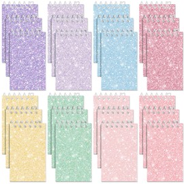 Glenmal 24 Pcs Mini Notepads for Kids Party Favors Mini Tie Dye Notepads with Glitter Colorful Little Pocket for Girls Gift Classroom Rewards 20 Pages Each (Light Color)