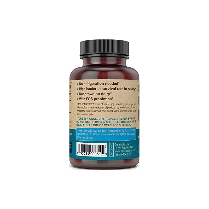 Deva Nutrition Vegan Probiotic Capsules, 90 Count