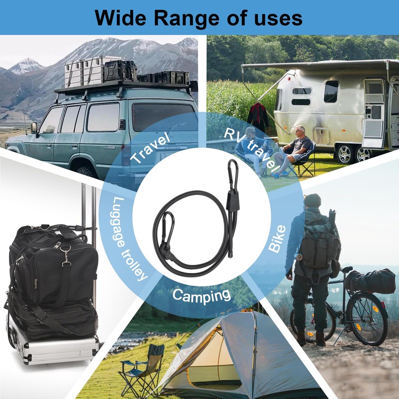 EXVITAL Adjustable Bungee Cords with Hook Elastic Carabiner Bungee Straps