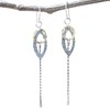 Marquis silver hammered texture earrings with brass circle and silver