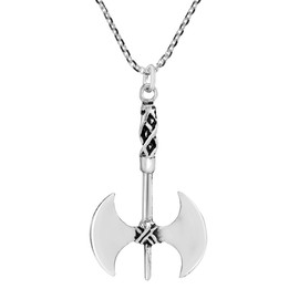 AeraVida Modern Viking Battle Axe Sterling Silver Pendant Necklace | Classic Sterling Silver Necklace for Women | Vintage Long Necklaces for Women | Necklace Women Jewelry