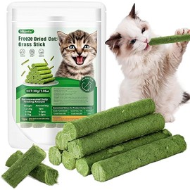 30g Cat Grass Sticks, Delicious Cat Grass Teething Stick Edible Cats Chew Toy Cat Treats Snack for Teeth Cleaning and Hairball Removal