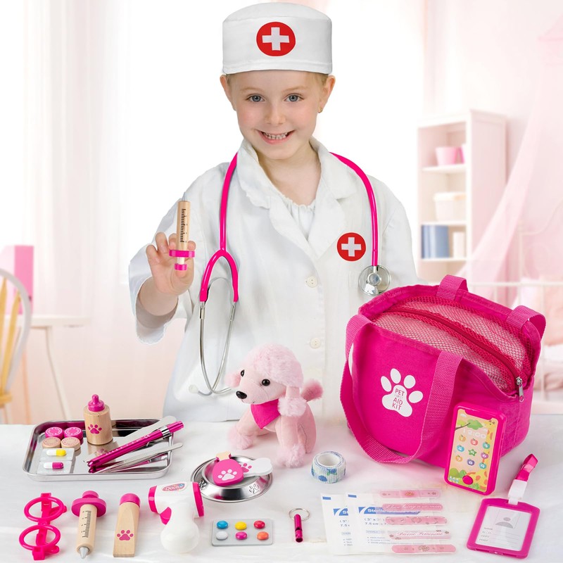 EFO SHM Pretend Play Doctor Kit for Girls, Veterinarian Playset