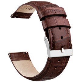 Ritche Christmas Stocking Stuffers Genuine Dark Brown Alligator Grain Leather Watch Band 20mm Alligator Watch Strap Classic Vintage Quick Release Watch Bands for Men Women