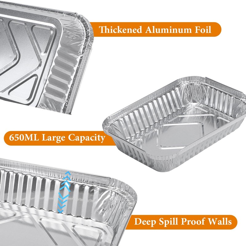 MOERDIFFER 30Pcs Aluminium Foil Baking Trays, Disposable Aluminium Foil Trays