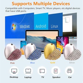 Diskiaplus Jewellery Heart USB Memory Stick 64GB USB 2.0 Flash Pen Drive 4-Piece Set, Gold, Pink, Silver, Blue