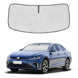 Windshield Sun Shade for VW Jetta 2019-2025 Double Layer 240T Front Window Shade Custom Fit Jetta Sun Visor Foldable Shade Blocks UV Rays Summer Must Have Car Accessories