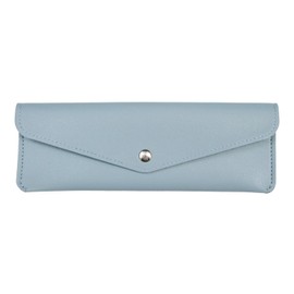Pencil Case, Leather, Leather, Pencil Case, Slim, For Working People, High School Students, College Students, Compact, Cute, Sparkling Round, blue (light), Pen Case